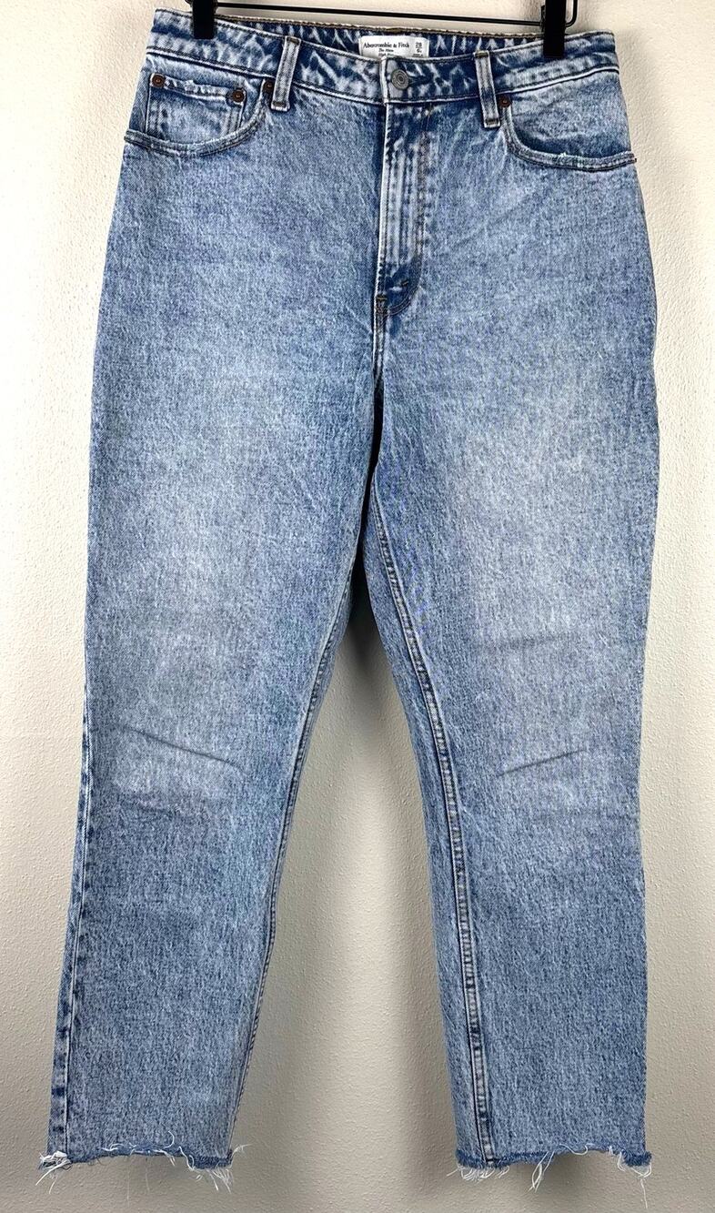 Abercrombie & Fitch Curve Love The Mom High Rise Jeans Size 28 Acid Wash